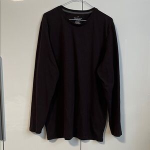 Denver Hayes Men's Dark Brown Stretch Modern Fit Long Sleeve Tee, Size XL